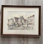 Tekening LIER Vismarkt 1850 gesigneerd, Antiek en Kunst, Kunst | Tekeningen en Fotografie, Ophalen of Verzenden