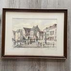 Tekening LIER Vismarkt 1850 gesigneerd, Antiek en Kunst, Kunst | Tekeningen en Fotografie, Ophalen of Verzenden