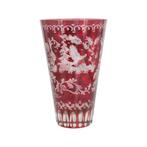 Elegant Boheems rood glas met hertendecor - 19e eeuwse kunst, Antiek en Kunst, Ophalen of Verzenden