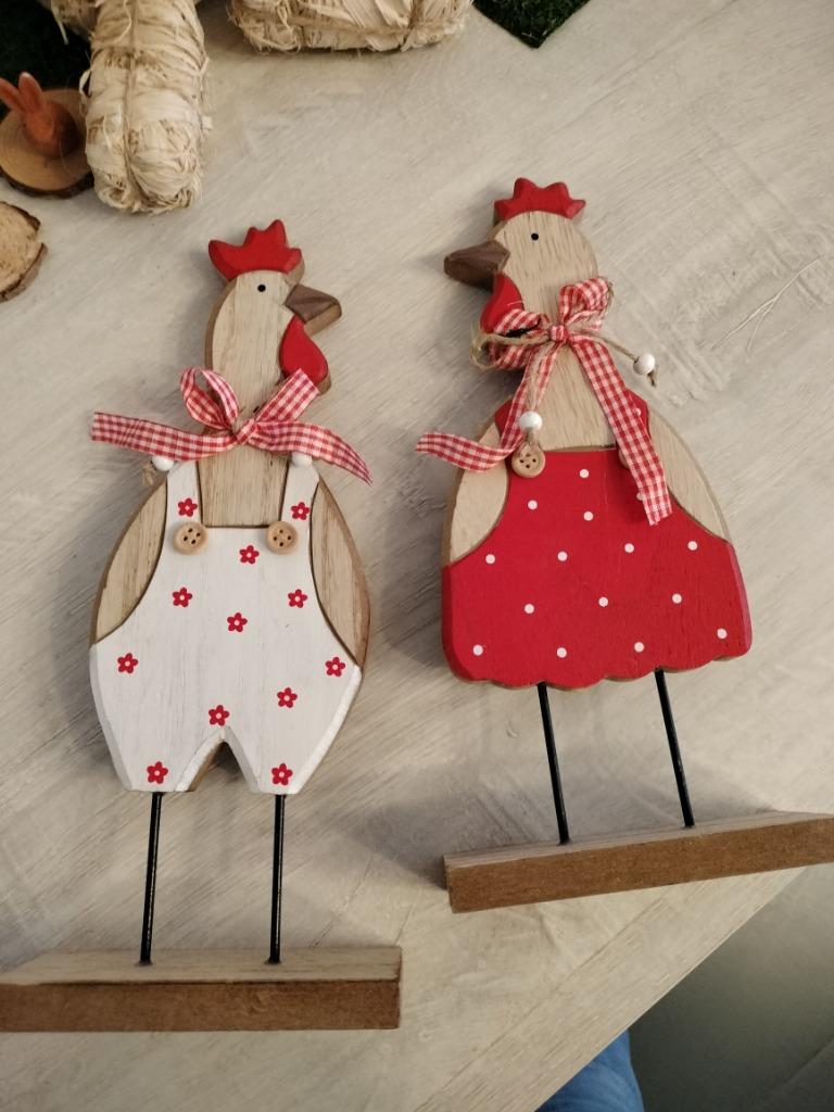 Coq poule Pâques TB état en bois 15cm, Diversen, Pasen, Zo goed als nieuw, Ophalen of Verzenden