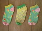 Set 3 paar sneaker sokken groen roze - maat 31 - 34, Gebruikt, Meisje, Ophalen of Verzenden, Sokken