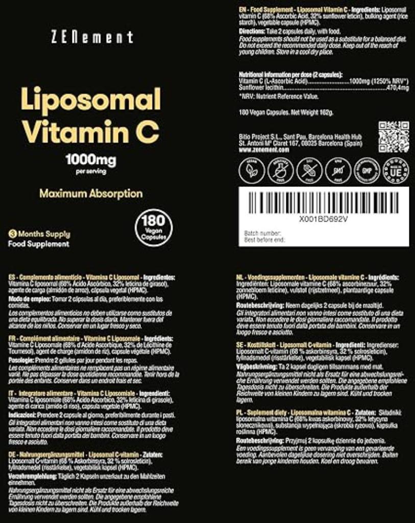 Liposomale vitamine C 1000 mg GRATIS LEVERING, Verzenden, Nieuw, Overige typen