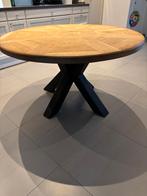 Ronde tafel in hout met tafelpoot (spinpoot) zwart, Huis en Inrichting, Ophalen