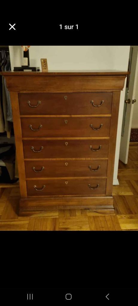 Commode haute, Huis en Inrichting, Kasten | Ladekasten, Gebruikt, 100 tot 150 cm, 100 tot 150 cm, 25 tot 50 cm, Eikenhout, 5 laden of meer