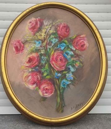 huile sur panneau les roses signe gilbert van belleghem beschikbaar voor biedingen