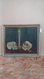 Oud schilderij – Stilleven met schedels & kaars, Antiek en Kunst, Ophalen