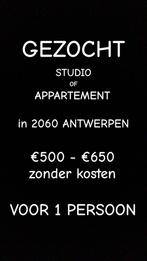 STUDIO/APP GEZOCHT 2060 ALLEENSTAANDE, Immo, Appartementen en Studio's te huur, 20 tot 35 m², Antwerpen (stad)