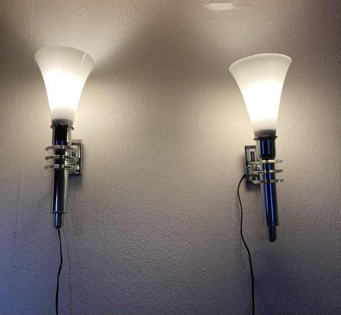 2 vintage designkandelaars, Huis en Inrichting, Lampen | Wandlampen, Gebruikt, Glas, Ophalen