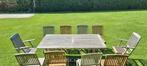 Teak tafel vergroten tot max 12 personen +8  teak klapstoele, Huis en Inrichting, Tafels | Eettafels, Ophalen