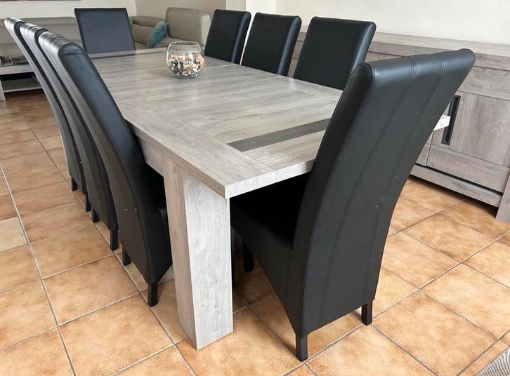 Belle SAM gris marbré: L table de 180 à 225 cm, L meuble 230, Maison & Meubles, Salles à manger complètes, Utilisé, 8 chaises ou plus