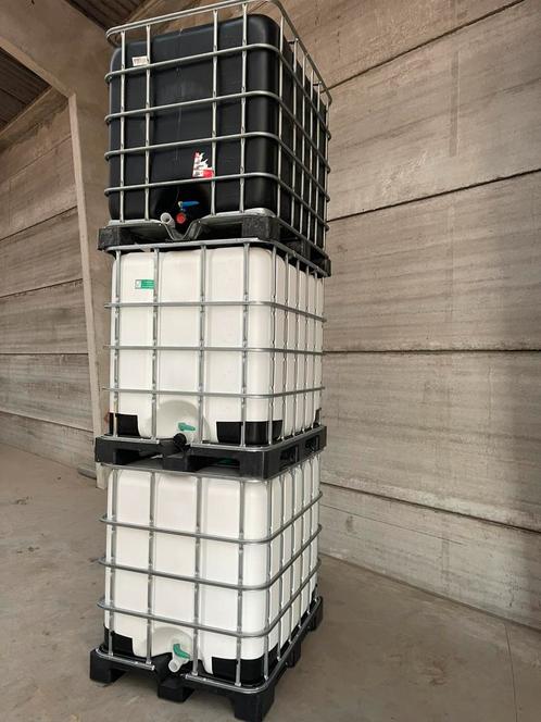 Complete Cubi IBC-tanktank van 1000 l (met kooi en pallet), Tuin en Terras, Regentonnen, Gebruikt, Kunststof, 150 liter of meer