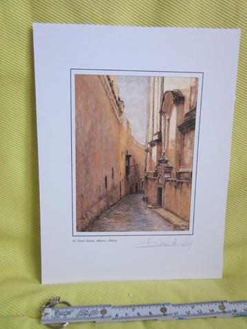 Prent van St.-Peterstreet in stad Mdiina, Malta, 18x24 cm