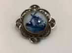 Broche Zilver Delfts Blauw, Ophalen of Verzenden, Zilver, Broche