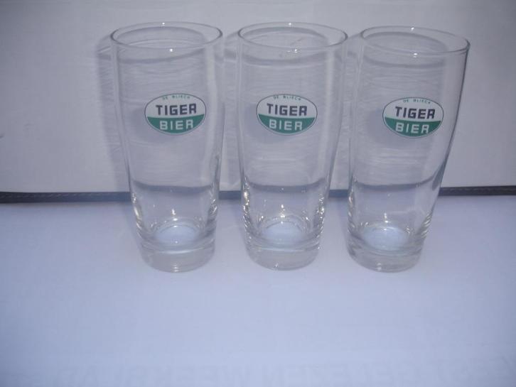 3 bierglazen van Tiger Bier voor € 2,00, Verzamelen, Biermerken, Zo goed als nieuw, Glas of Glazen, Overige merken, Ophalen of Verzenden