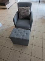 Fauteuil confort 1 place avec pouf - Couleur turquoise, Huis en Inrichting, Ophalen, Minder dan 75 cm, Zo goed als nieuw, Stof