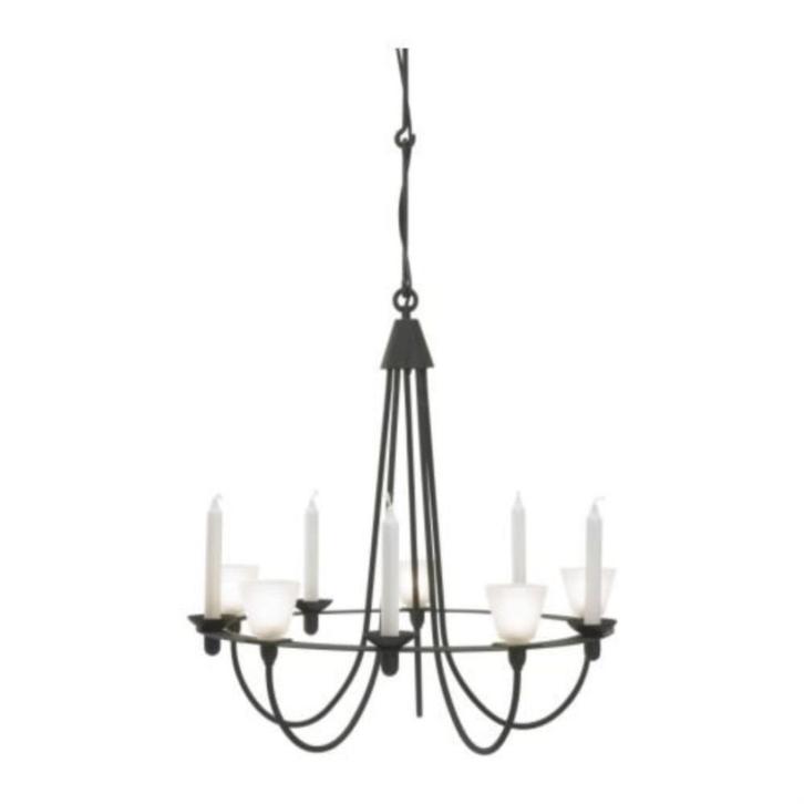 Hanglamp - Kroonluchter in zwart metaal en glas - Led en kaa, Huis en Inrichting, Lampen | Hanglampen, Gebruikt, 75 cm of meer