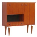 Vintage retro design highboard dressoir buffetkast in teak, Verzenden, Zo goed als nieuw, Vintage design