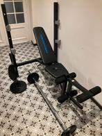 Halterbank met stang en gewichten, Sport en Fitness, Ophalen, Zo goed als nieuw, Fitnessbank