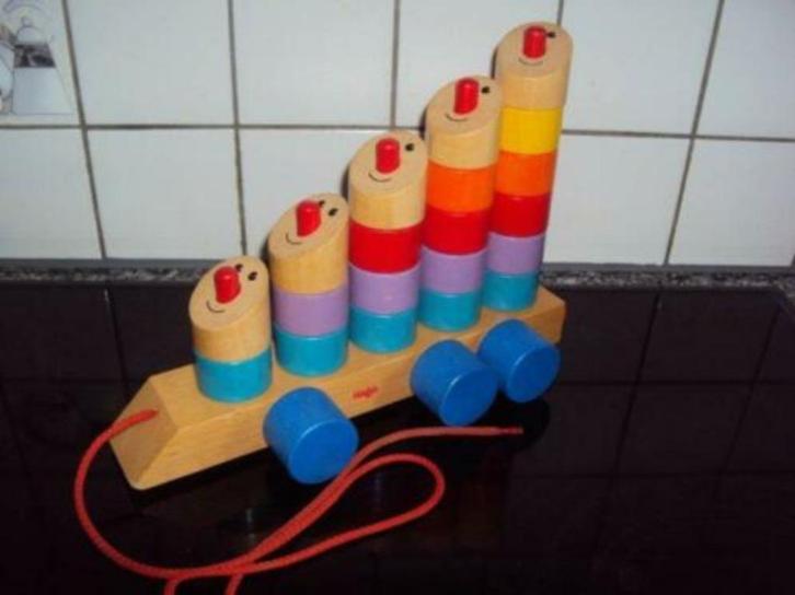 Haba, leuk houten trekspeeltje met stapelblokken, Kinderen en Baby's, Speelgoed | Houten speelgoed, Ophalen of Verzenden