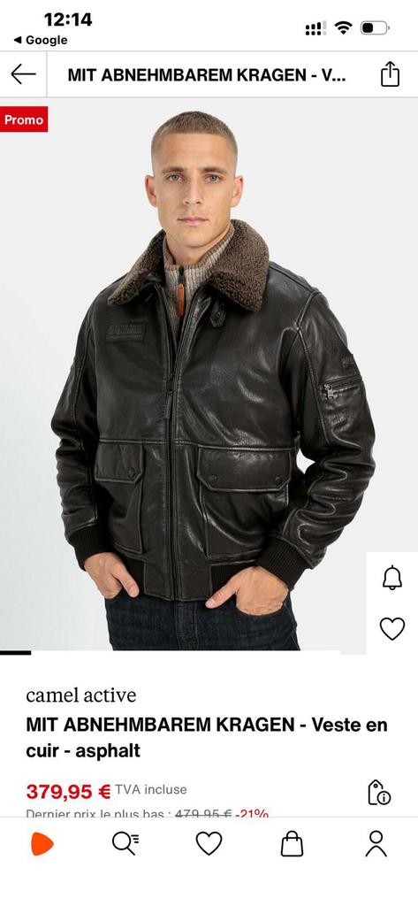 Veste en cuir camel active, Vêtements | Hommes, Enlèvement, Comme neuf, Taille 48/50 (M), Brun