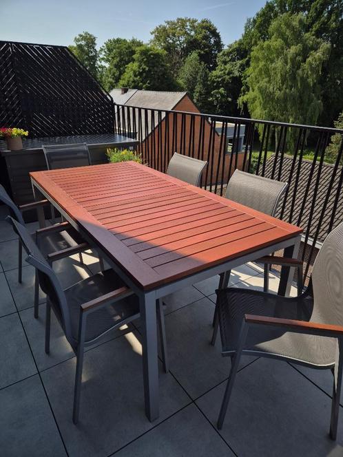 tuinmeubels, Tuin en Terras, Tuinsets en Loungesets, Zo goed als nieuw, Tuinset, Teakhout, 6 zitplaatsen, Eettafel, Stoel, Ophalen