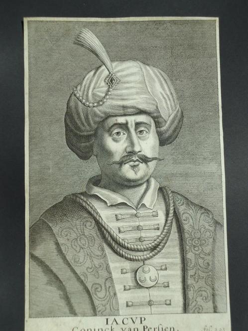 17 E. antieke kopergravure ets Iacup Perzië Hazart Cornelius, Antiek en Kunst, Kunst | Etsen en Gravures, Ophalen of Verzenden