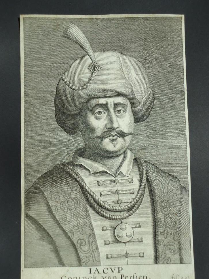 17 E. antieke kopergravure ets Iacup Perzië Hazart Cornelius, Antiek en Kunst, Kunst | Etsen en Gravures, Ophalen of Verzenden