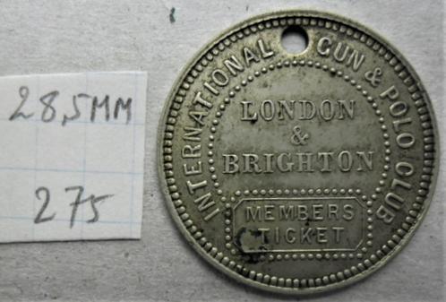Cun & Polo Club Londen en Brighton 28,5 mm, Postzegels en Munten, Penningen en Medailles, Overige materialen, Ophalen of Verzenden
