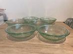 6 vintage groene glazen bekers, Ophalen of Verzenden