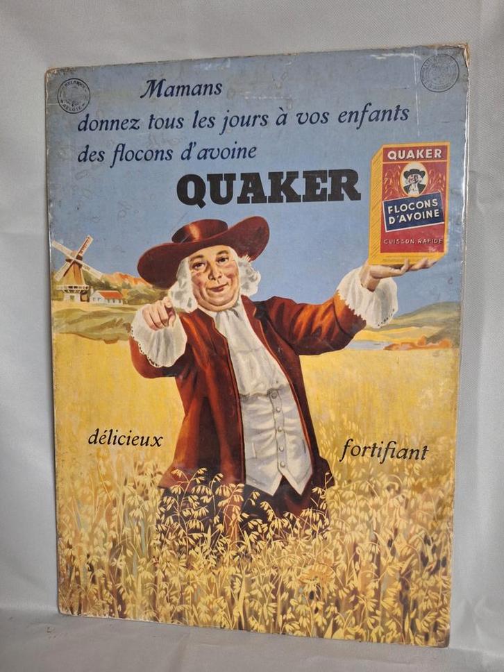 Oud reclame bord Quaker flakes, Verzamelen, Merken en Reclamevoorwerpen, Gebruikt, Reclamebord, Ophalen of Verzenden