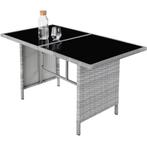 Grijs gevlochten tectake barletta tuintafel met zwarte plank, Ophalen, Nieuw