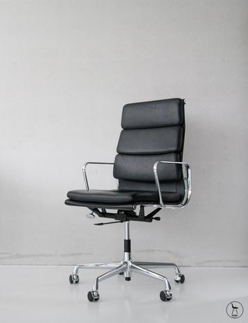 Vitra Eames Ea 219 chroom zwart leder bureaustoel