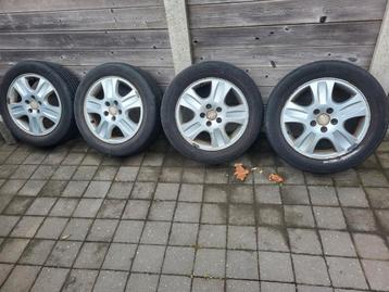 4 Alu Ford velgen 16" 5x108 met banden 205 55 16  2 banden g, Auto-onderdelen, Banden en Velgen, Ophalen, Winterbanden, Band(en)