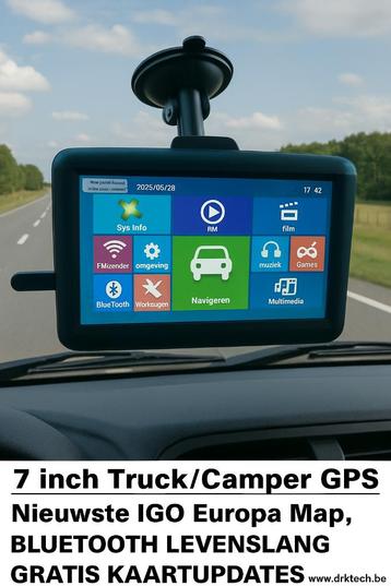 7" Camper/Truck GPS Europa Kaarten Q2.2025.BLUETOOTH, AV-IN beschikbaar voor biedingen