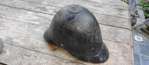 Lederen helm met beschermkapje maar zonder kenteken, Verzamelen, Militaria | Algemeen, Helm of Baret, Ophalen