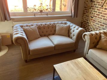 Salon Chesterfield Look, Huis en Inrichting, Ophalen, Zo goed als nieuw, Rechte bank, Chesterfield look