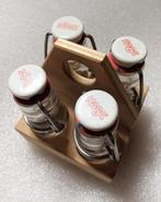 4 decoratieve flesjes "HABA" in houten bakje, Ophalen, Nieuw, Flesje(s), Overige merken