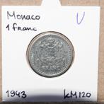 munt Monaco 1 franc 1943, Postzegels en Munten, Ophalen of Verzenden