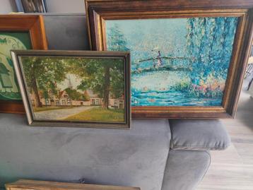Lot de différentes  peintures et dessins (original et reprod beschikbaar voor biedingen