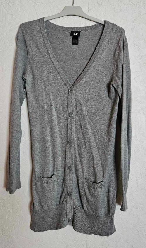 Gilet cardigan H&M gris mi-long taille 13 - 14 ans, Kinderen en Baby's, Kinderkleding | Maat 164, Zo goed als nieuw, Meisje, Trui of Vest