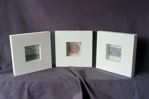 3 schilderijen van 24 / 24 / 4 cm., Antiek en Kunst, Kunst | Schilderijen | Abstract, Ophalen