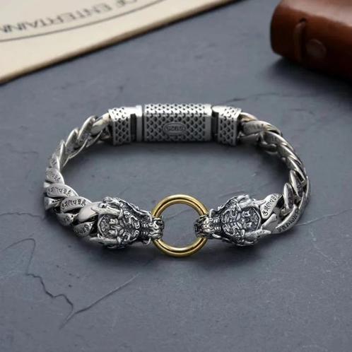 Draak Armband 14 mm dikte - 925 Zilver, Handtassen en Accessoires, Armbanden, Nieuw, Zilver, Zilver, Verzenden