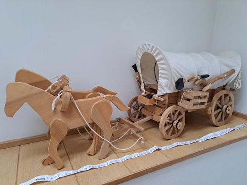 Chariot des pioniers en bois Mexicain Xxl..avec  2 chevaux !, Enfants & Bébés, Jouets | Jouets en bois, Comme neuf, Jouet à Pousser ou Tirer