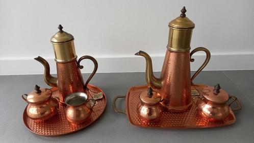 2 koperen koffieserviezen, Antiek en Kunst, Antiek | Brons en Koper, Koper, Ophalen of Verzenden
