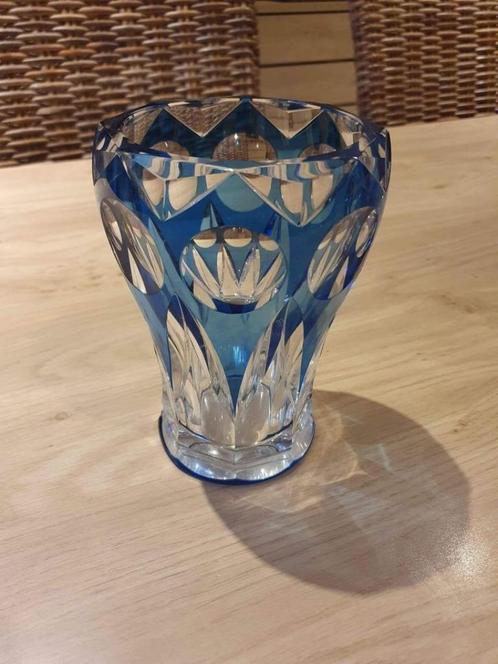 Blauwe kristallen vaas van Val Saint Lambert, Antiek en Kunst, Antiek | Glaswerk en Kristal, Ophalen