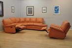 Très beau salon CUIR terracotta relax + fauteuil relax*, Ophalen, Gebruikt, Leer