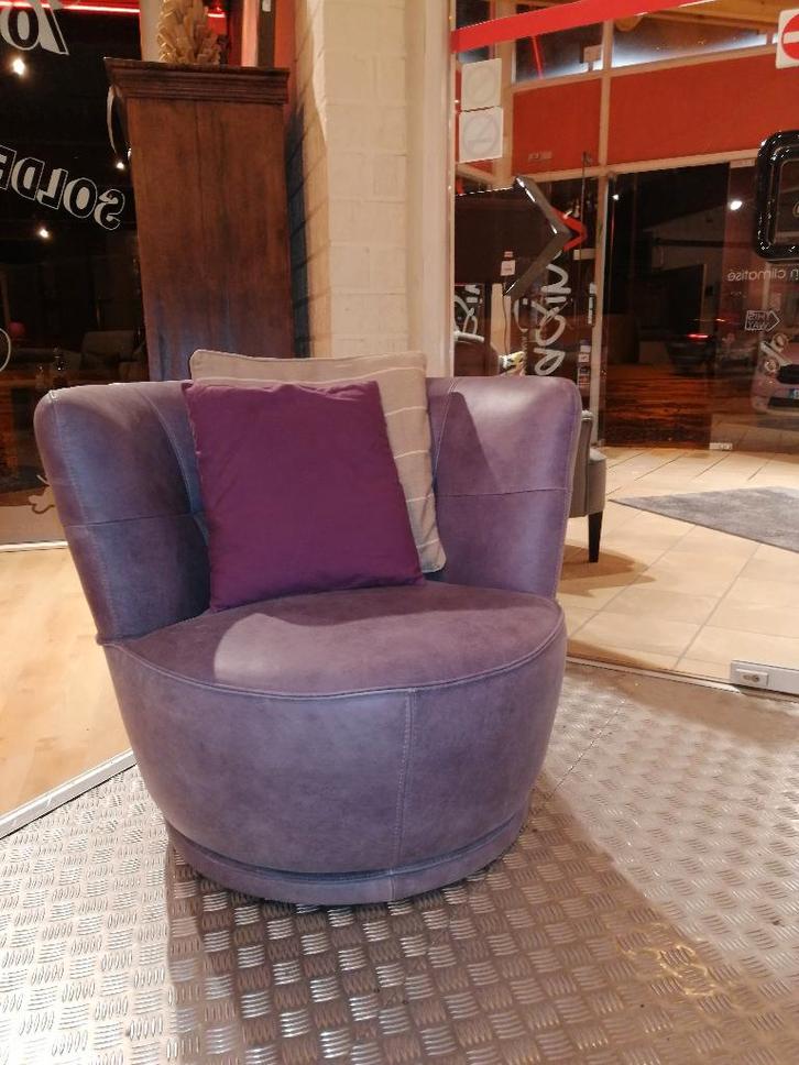 DRAAIBARE LEDEREN fauteuil, Huis en Inrichting, Fauteuils, Nieuw, Leer, 75 tot 100 cm, 75 tot 100 cm, Ophalen