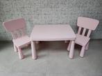 Ikea MAMMUT Table pour enfants + 2 chaisses Pink (Bon état!), Enlèvement, Utilisé, Table(s) et Chaise(s)