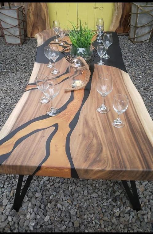 Epoxy eettafel, Huis en Inrichting, Tafels | Eettafels, Nieuw, 50 tot 100 cm, 200 cm of meer, Vijf personen of meer, Rechthoekig