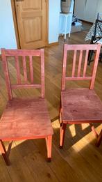 2 chaises bois teintées rouge, Maison & Meubles, Rouge, Deux, Enlèvement, Utilisé